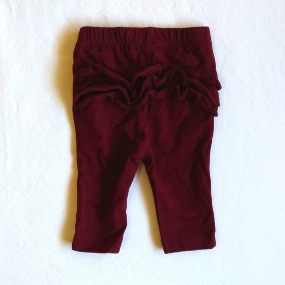 old navy burgundy ruffle bum leggings 0-3 months baby girl - Picture 1 of 5
